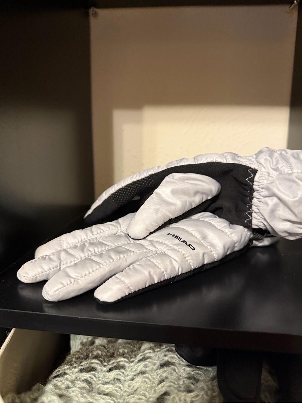 Head Men's White Quilted Winter Gloves with Black Palm Accents